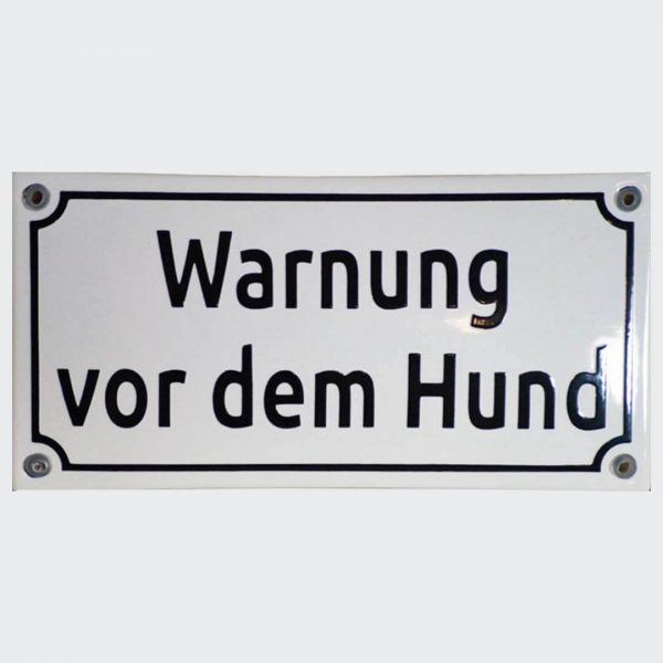 Warnung-vor-dem-Hund-20x10cm in Emaille