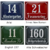 Schriftarten Emaille Hausnummer